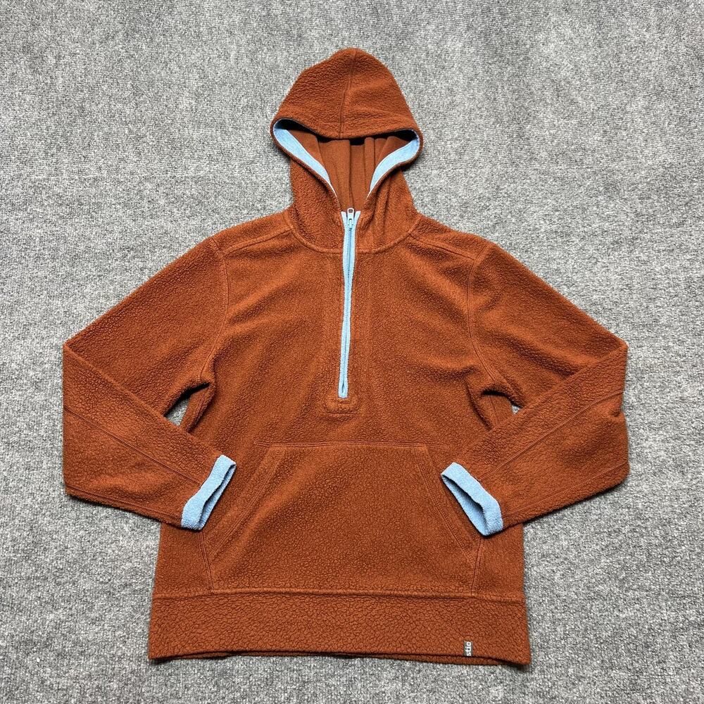 Stio Hoodie Kids 14 Orange Fleece 1/4 Zip Pullover Kangaroo Pocket Warm